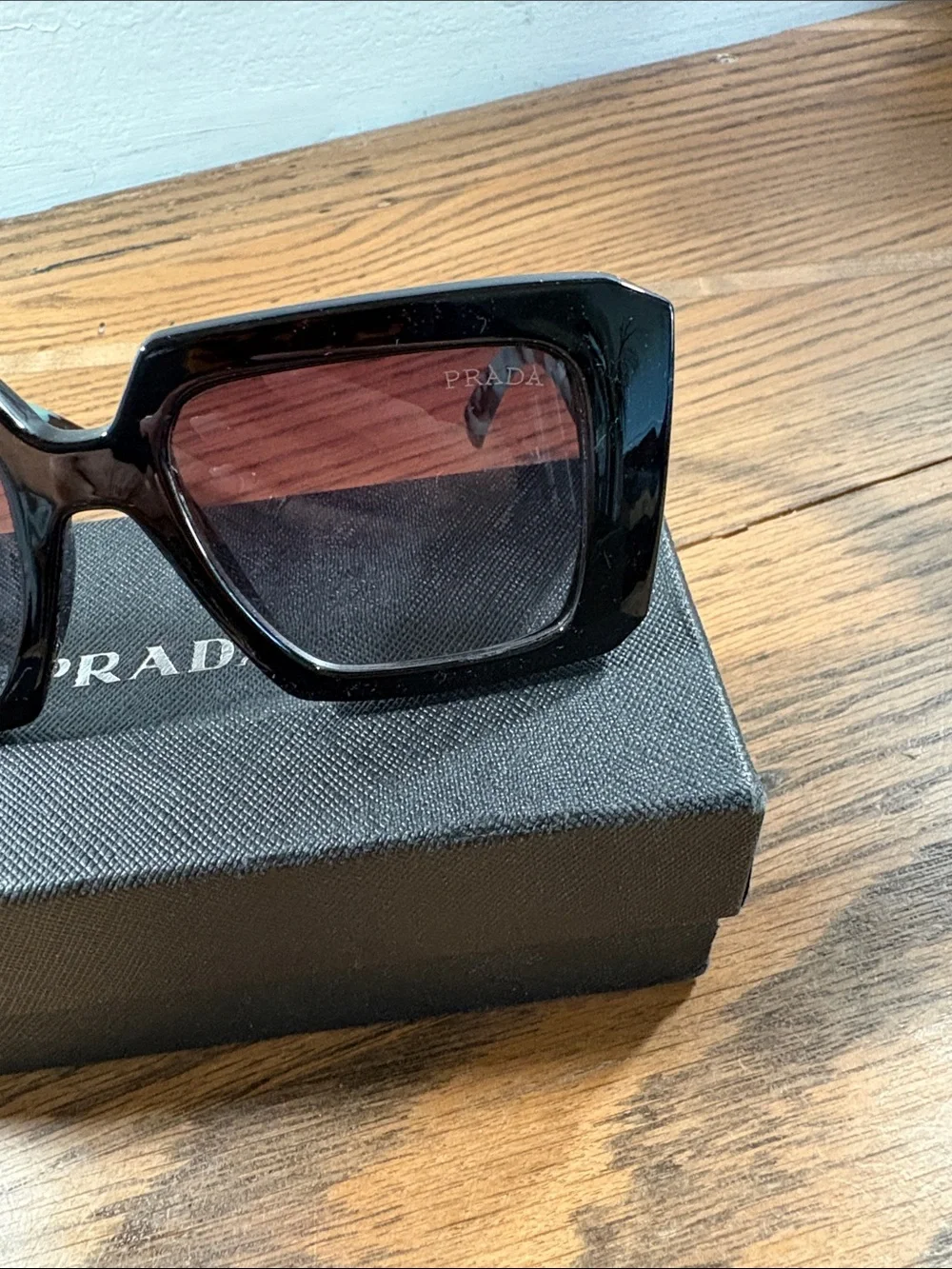 Prada Women’s Square Sunglasses with Turquoise Camo Temples